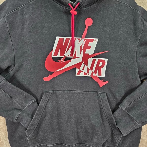 Nike Air Jordan Hoodie with Kangaroo Pocket Men's Size M Black Pullover Jumpman - Picture 6 of 10